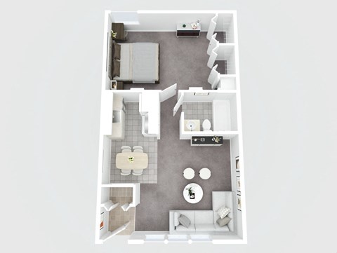 Floor plan for 1 bed, 1 bath, 625 sqft