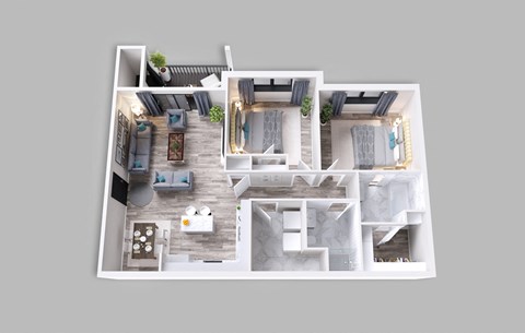 Floor plan for 2 beds, 2 baths, 1150 sqft