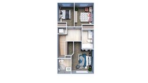 Regina apartment for rent - A diagram of a house with a kitchen, living room, and bathroom.