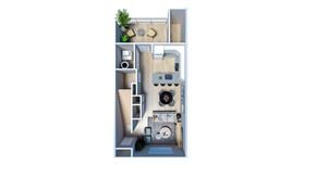 Regina apartment for rent - A small room with a bed, desk, and a chair.