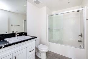 Van Nuys apartment for rent - a bathroom with a sink toilet and a shower