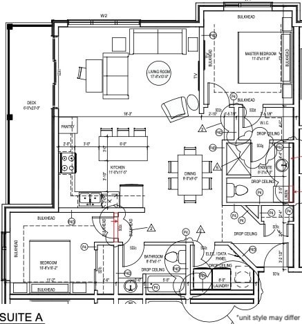 Floor plan for 2 beds, 2 baths, 1100 sqft