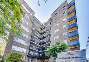 Toronto apartment for rent - The Cottingham Manor is a rental apartment building with a sign in front of it.