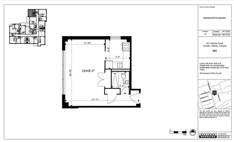 Floor plan for studio, 1 bath, 438 sqft