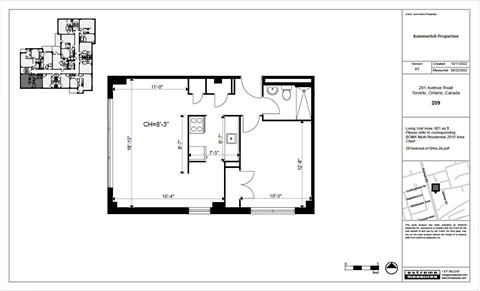 Floor plan for 1 bed, 1 bath, 601 sqft