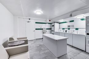 Toronto apartment for rent - A clean, modern laundry room with a washer and dryer.