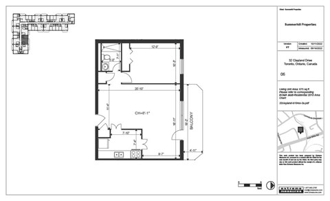 Floor plan for 1 bed, 1 bath, 675 sqft