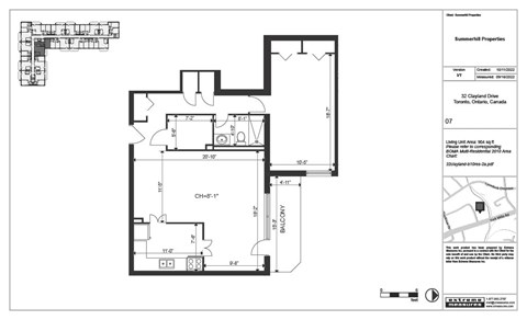 Floor plan for 1 bed, 1 bath, 905 sqft