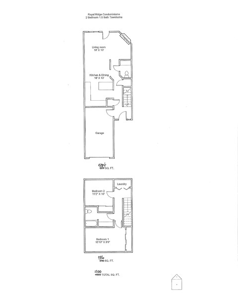 Floor plan for 2 beds, 2 baths, 1180 sqft