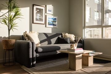 San Diego apartment for rent - a living room with a couch and a coffee table