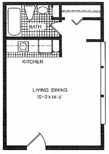 Floor plan for studio, 359 sqft
