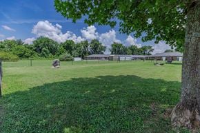 Murfreesboro apartment for rent - A dog is sitting on a grassy field with a tree in the foreground.