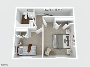 Taylor apartment for rent - A top down view of a small apartment with two bedrooms and a living room.