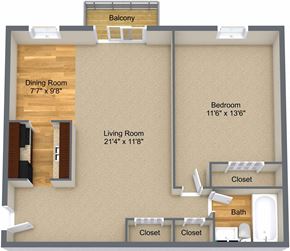 Gibraltar apartment for rent - a floor plan of a room with a living room and a dining room