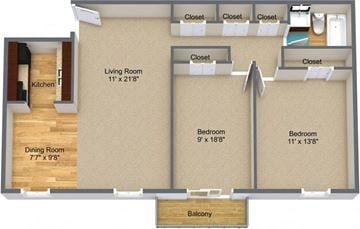 Gibraltar apartment for rent - a floor plan of a room with a living room and a dining room