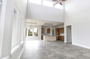 Horseshoe Bay house for rent - a large room with a kitchen and a ceiling fan