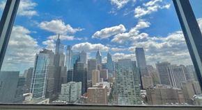 Philadelphia apartment for rent - a view of the city skyline from a window