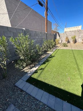 Phoenix apartment for rent - a garden with green grass and a brick wall