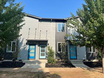 Salem house for rent - the front of a house with blue doors and windows