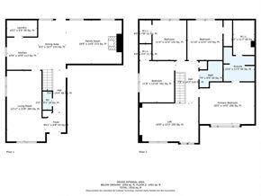 Katy house for rent - two diagrams of floor plans of a house with different bedrooms and baths