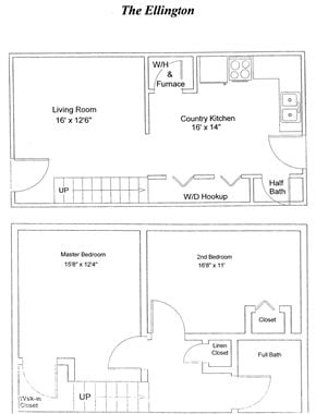 Winchester townhouse for rent - a floor plan of a living room with a dining room and a kitchen