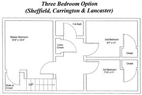 Winchester townhouse for rent - the floor plan of three bedroom option carrington lanasse