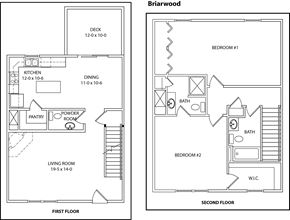 Winchester townhouse for rent - A floor plan of a two-story house named Briarwood.