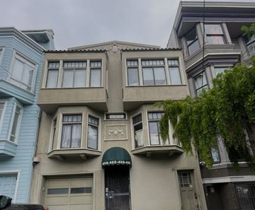 San Francisco apartment for rent - A building with a green awning and a phone number on it.