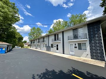 Cuyahoga Falls apartment for rent - the view of a building with a street in front of it