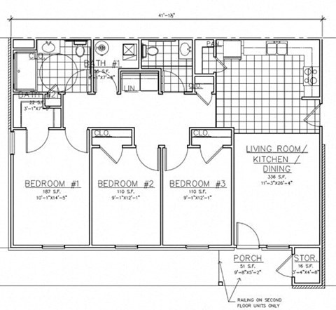 Floor plan for 3 beds, 1.5 baths, 1250 sqft