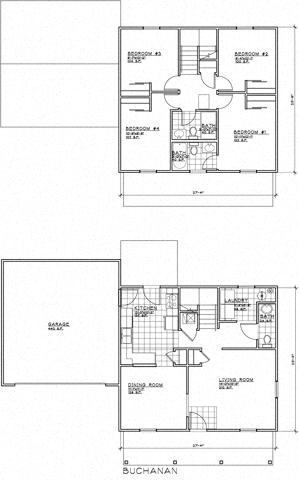 Floor plan for 4 beds, 2.5 baths