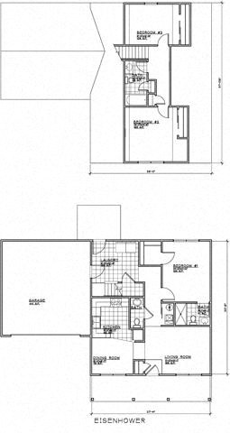 Floor plan for 3 beds, 2.5 baths