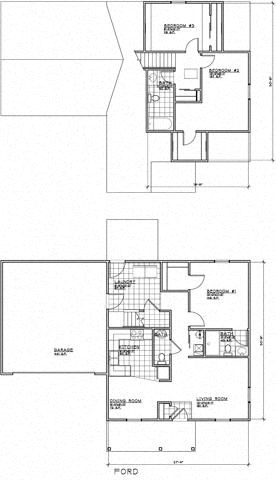Floor plan for 3 beds, 2.5 baths