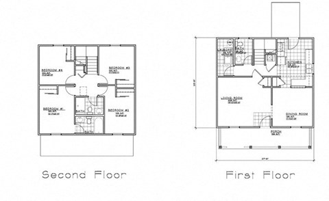 Floor plan for 4 beds, 2.5 baths, 1467 sqft