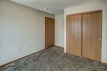 Rawson apartment for rent - a living room with carpet and two closet doors