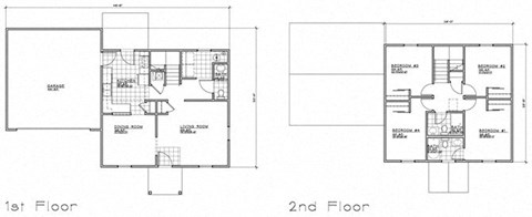 Floor plan for 4 beds, 2.5 baths, 1420 sqft
