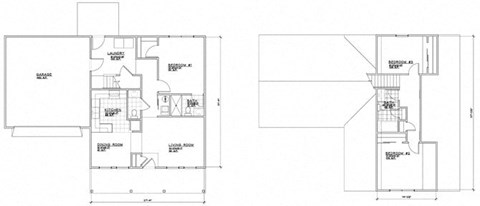 Floor plan for 3 beds, 2.5 baths, 1400 sqft