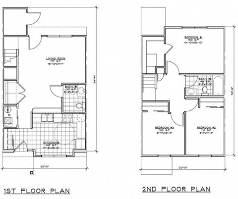 Floor plan for 3 beds, 1.5 baths, 1174 sqft