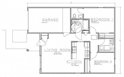 Floor plan for 2 beds, 1.5 baths, 920 sqft