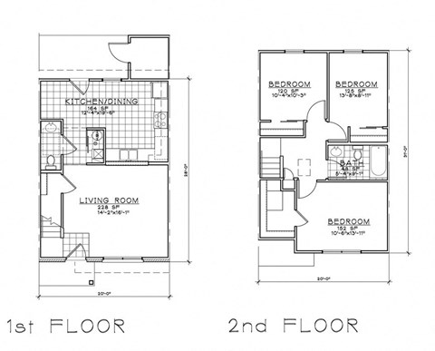 Floor plan for 3 beds, 1.5 baths, 1010 sqft