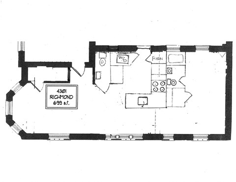 Floor plan for 1 bed, 1.5 baths, 1000 sqft