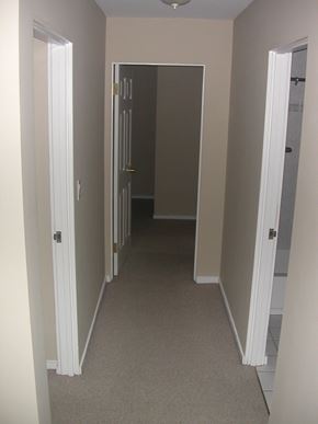 Lake Forest apartment for rent - a hallway with a carpeted floor and a door to a closet