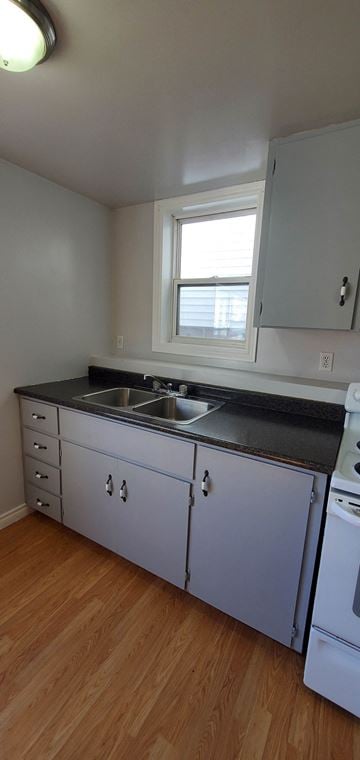 Pictou apartment for rent - a kitchen with white cabinets and a sink and a window