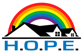 Oxon Hill apartment for rent - A logo with a rainbow arching over a house and the letters H.O.P.E. below it.