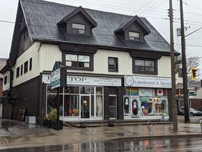 Hamilton apartment for rent - a store on the corner of a street in the rain