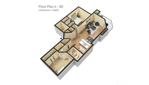 Floor plan for 2 beds, 2 baths, 1039 sqft