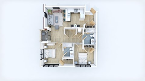 Floor plan for 2 beds, 2 baths, 1684 sqft