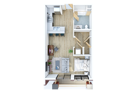 Floor plan for studio, 1 bath, 552 sqft