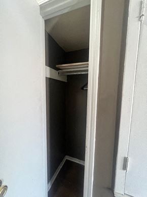 Hattiesburg apartment for rent - a small closet in a bathroom with a white door