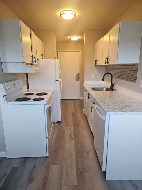 Floor plan for 1 bed, 1 bath, 594 sqft